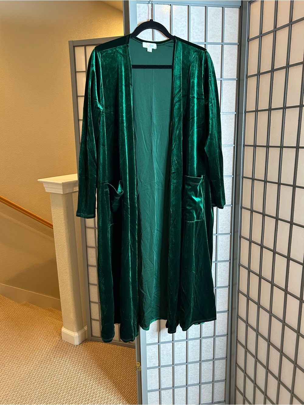 LuLaRoe Emerald Green Velvet Duster Cardigan